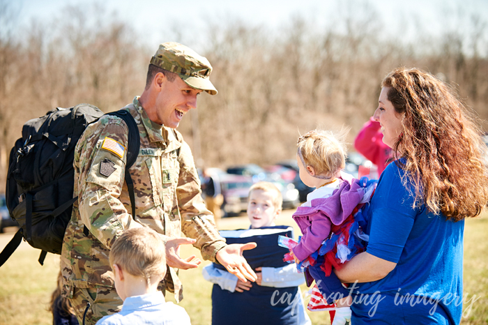 a soldier meeting his baby