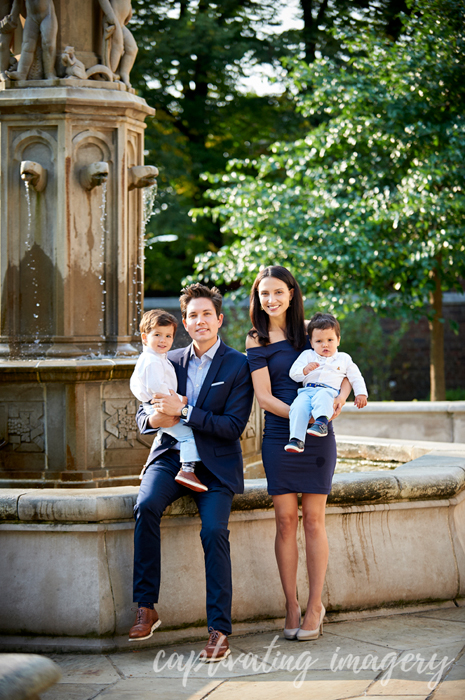 family by the fountain