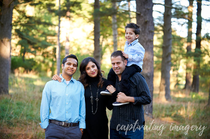 family portrait in the woods