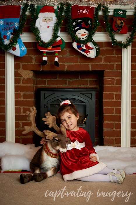little girl and reindeer
