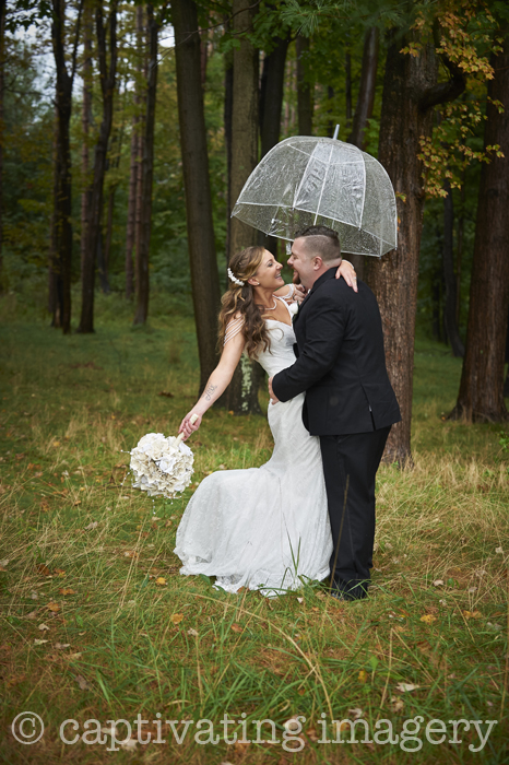 bride and groom at Cranberry Woods
