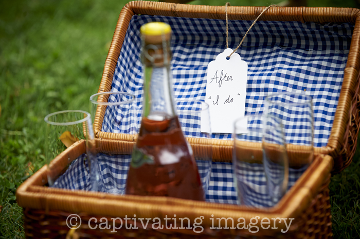 champagne in picnic baskets