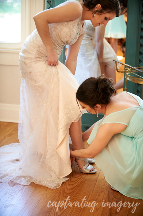 putting on the shoes