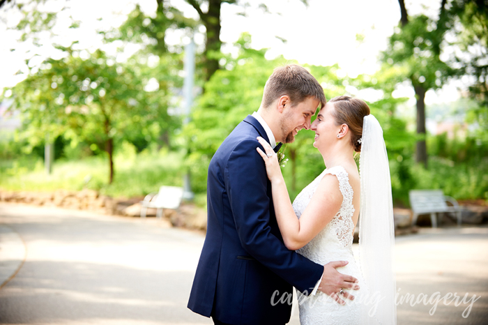 bride and groom at the Point