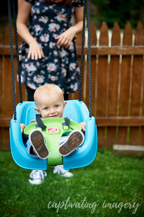 riding on his swing