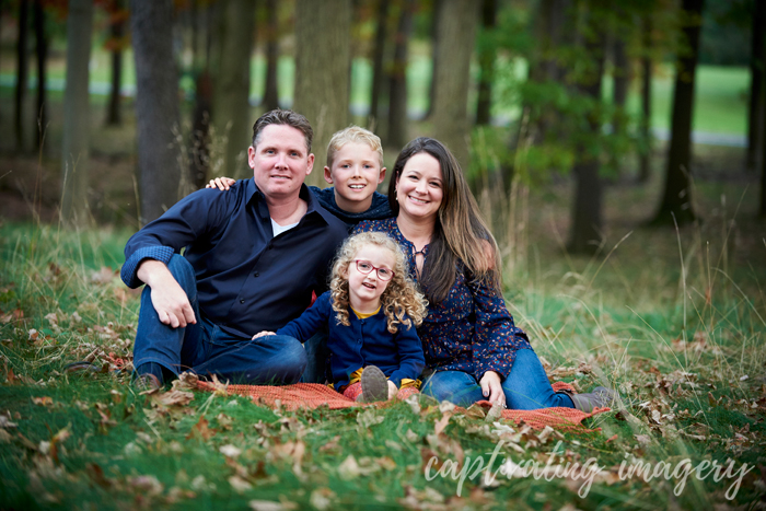 family portrait in the woods