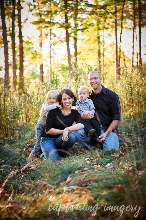 family portrait in the woods