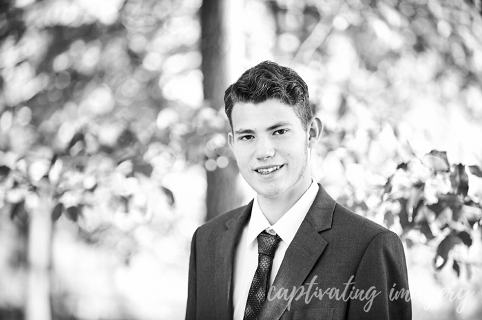 black and white senior portrait