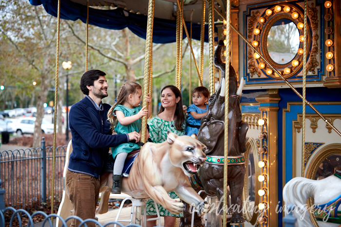 on the carousel in Schenley Oval
