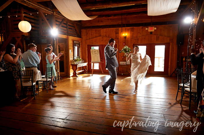 a grand entrance to their wedding reception