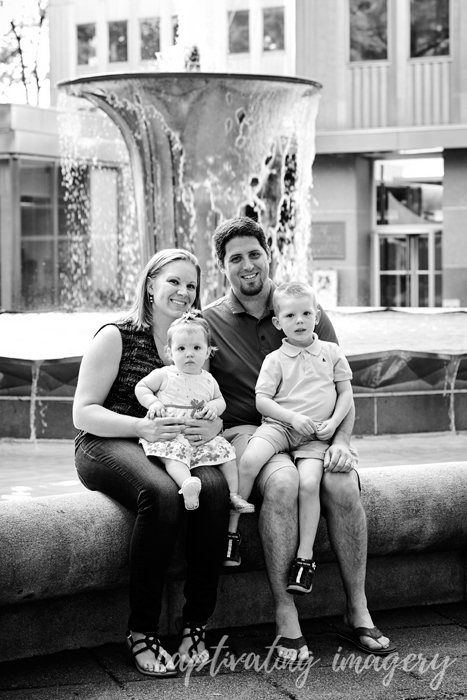 family portrait by the fountain