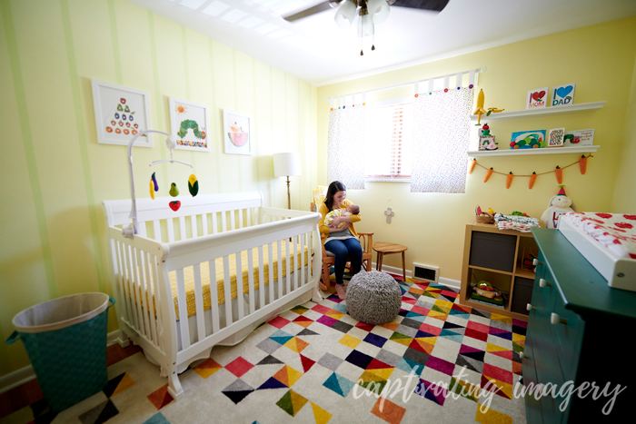 mama and baby in the nursery