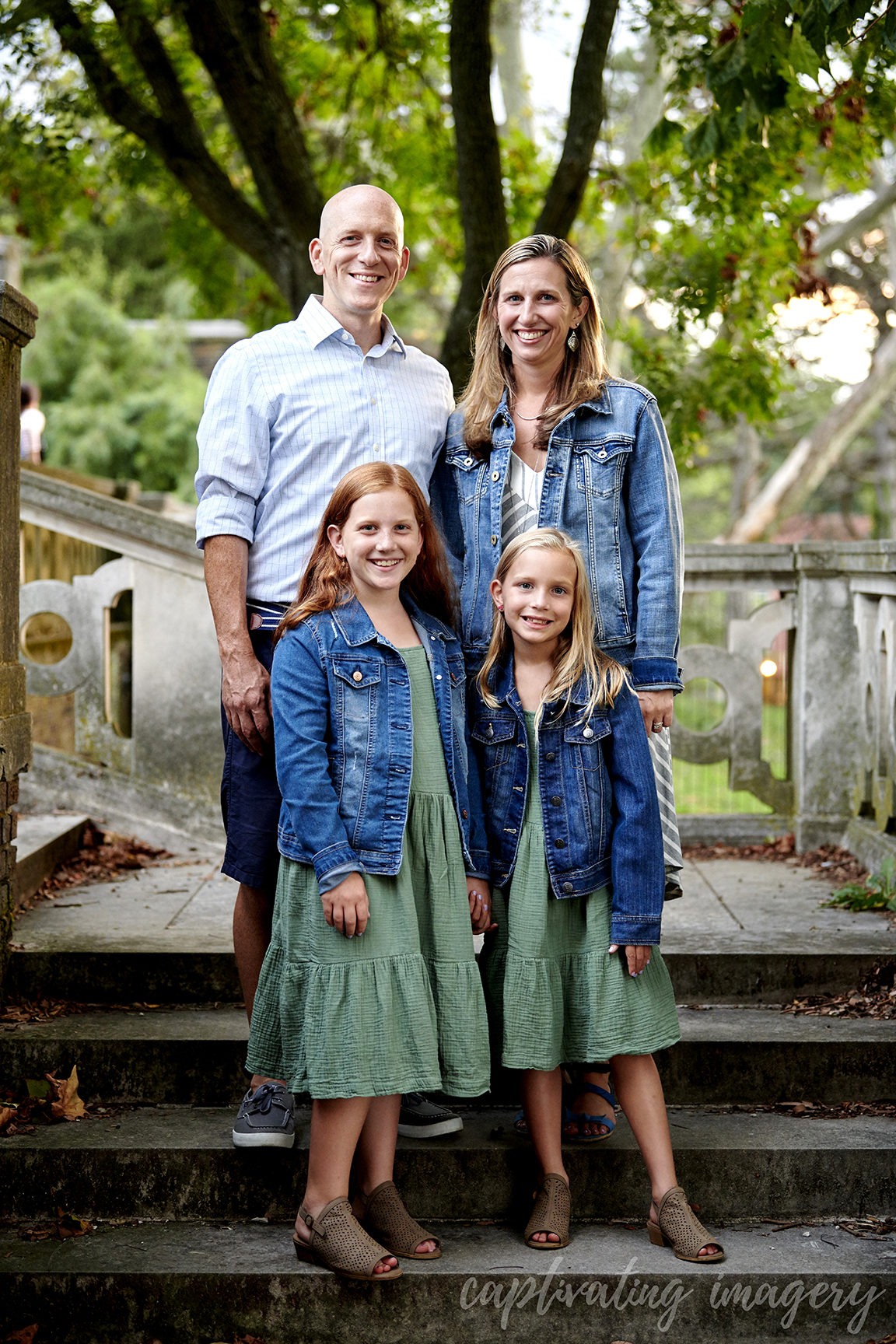 family portrait with tween daughters