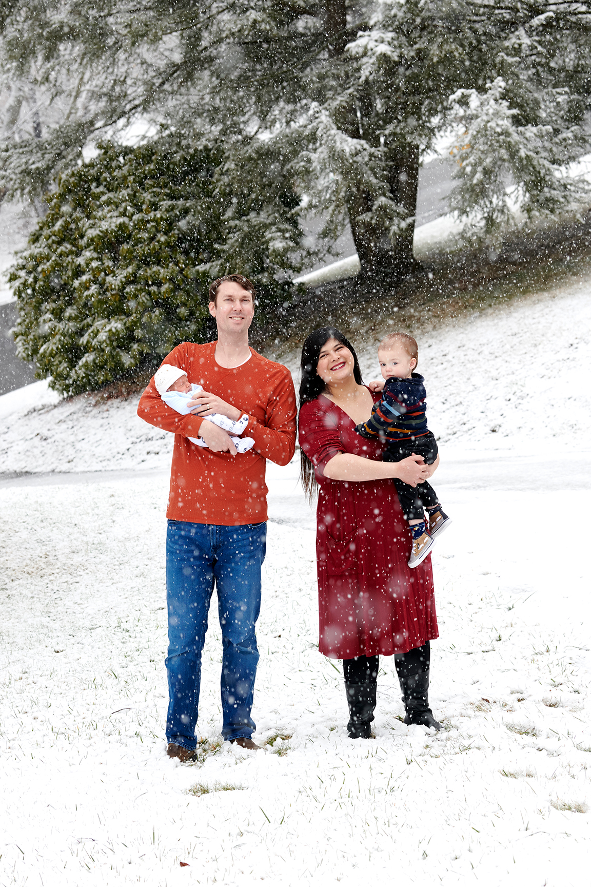 family portrait in snow