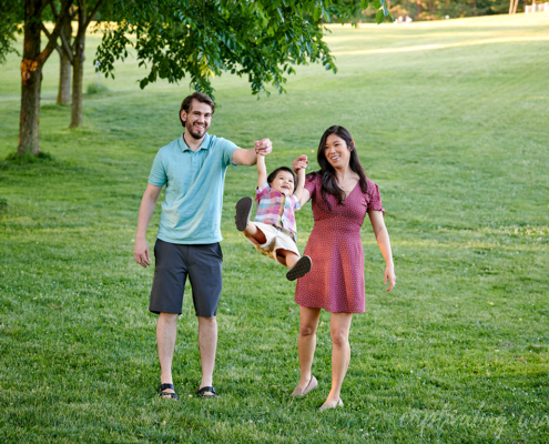 dad and mom swing toddler