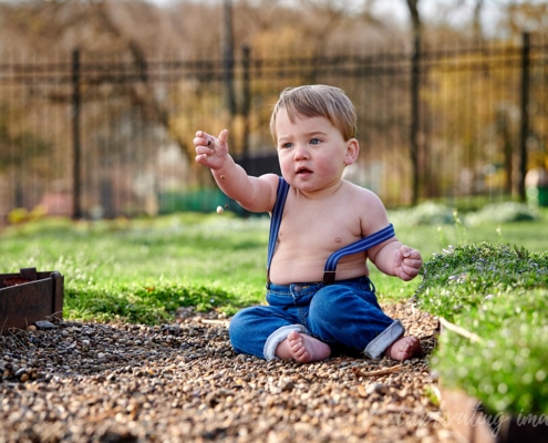 boy playing in garden