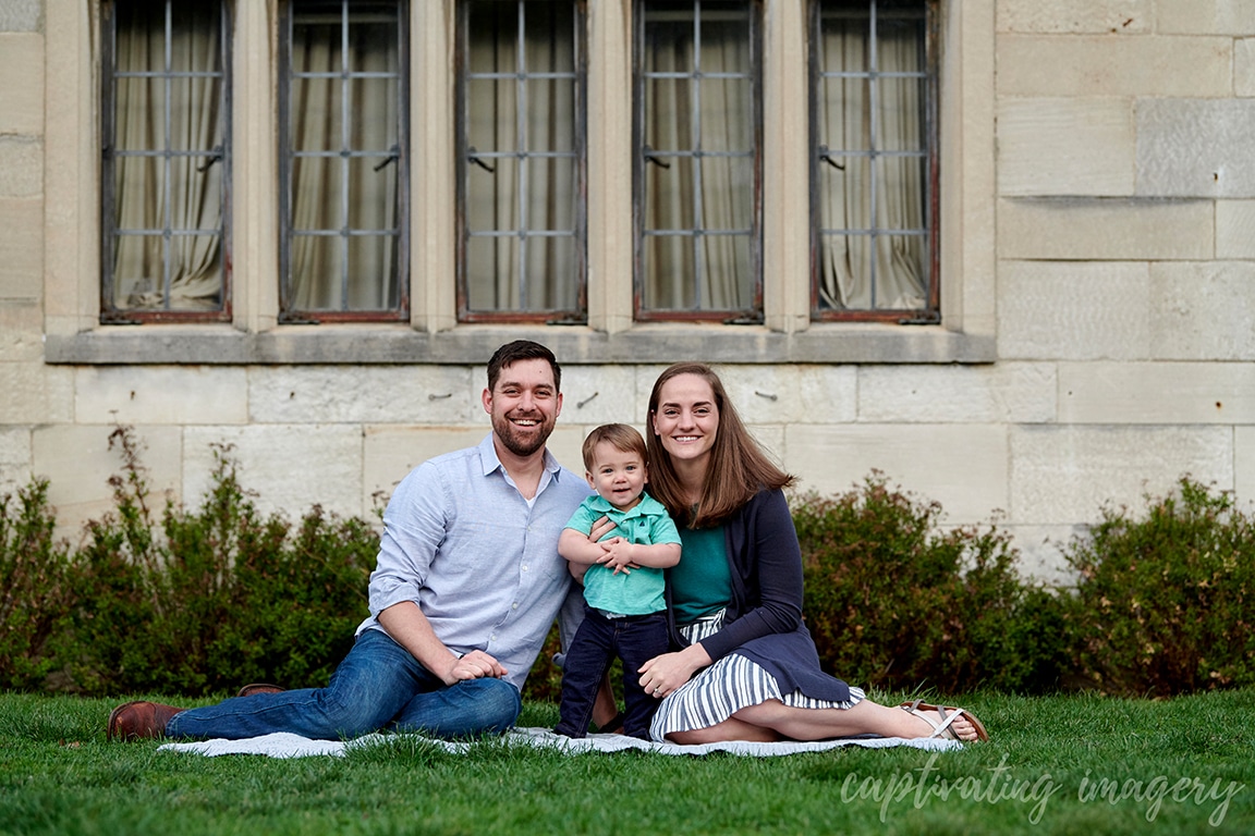 family on Hartwood Acres Mansion lawn