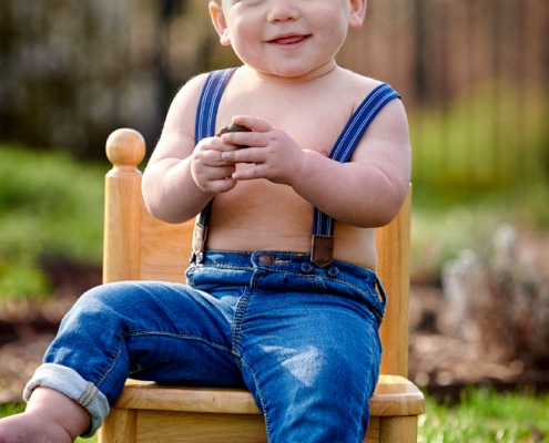 smiling boy sitting