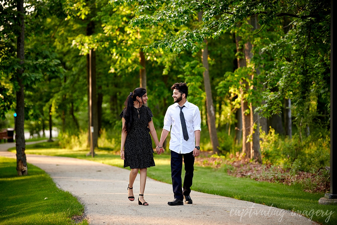 couple stroll on path