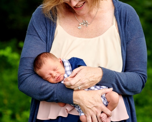 mom holding baby